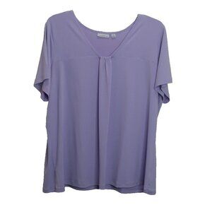Susan Graver Liquid Knit Top Women Plus Size 2X Purple Lavender Flattering